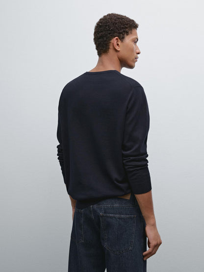 Long sleeve cotton knit sweater