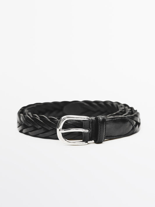 Plaited leather belt